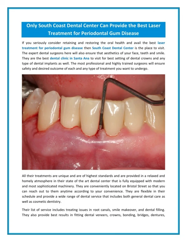 Only South Coast Dental Center Can Provide the Best Laser Treatment for Periodontal Gum Disease