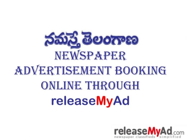 Namasthe Telangana Newspaper Advertisement Booking Online