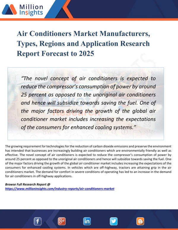 Air Conditioners Market Overview, Industry Top Manufactures, Market Size, Industry Growth Analysis & Forecast: 2025