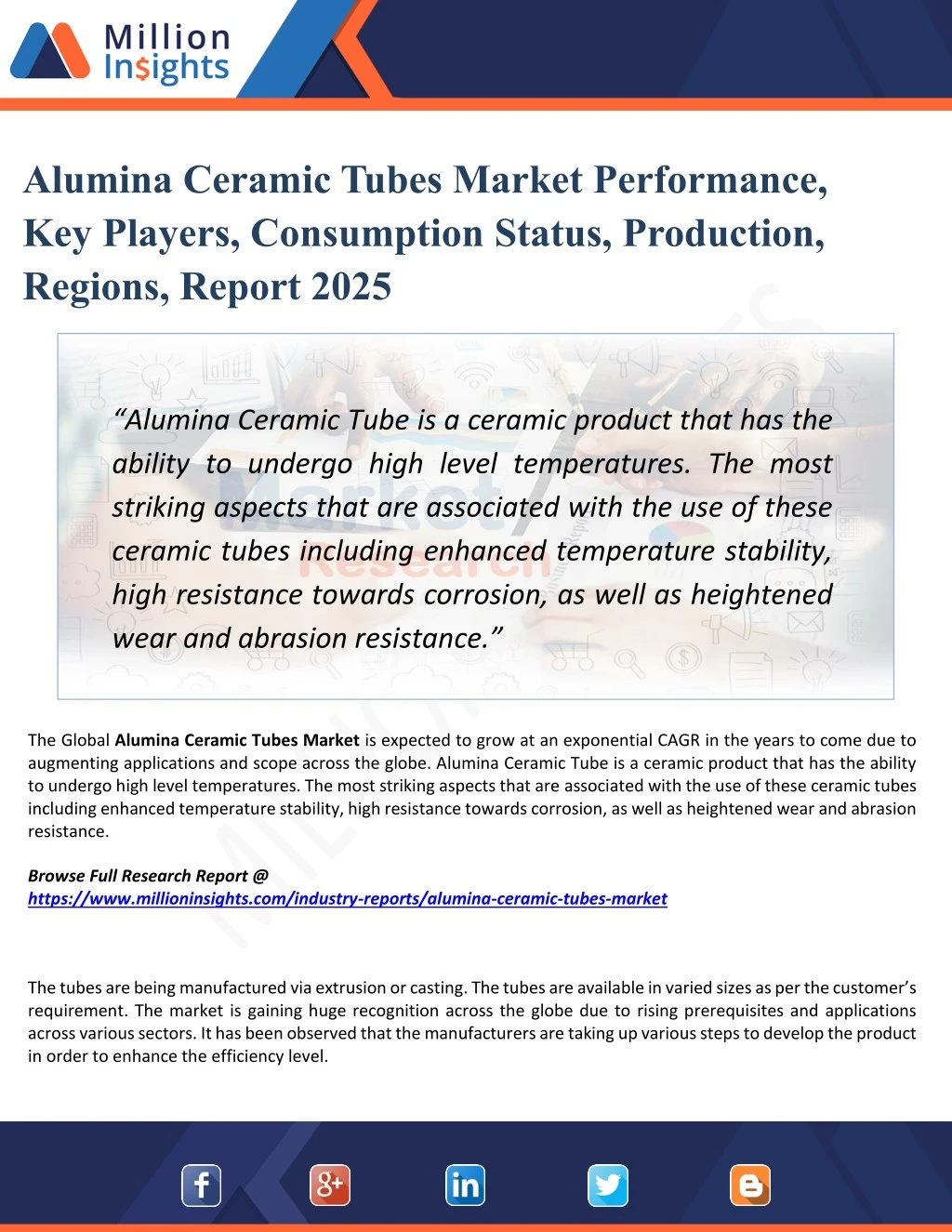 alumina ceramic tubes market performance