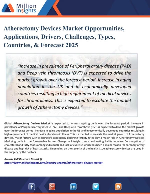 Atherectomy Devices Market - Industry Sales, Revenue, Gross Margin, Market Share, by Regions (2018-2025)