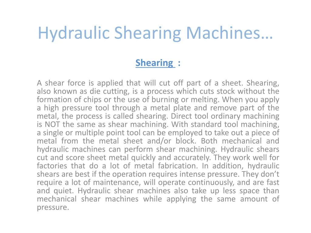 hydraulic shearing machines