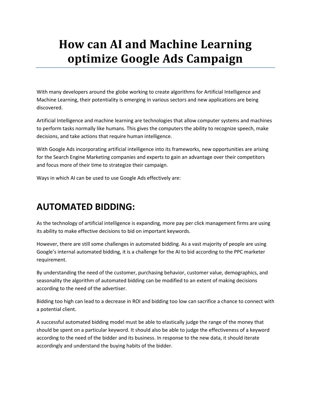 how can ai and machine learning optimize google