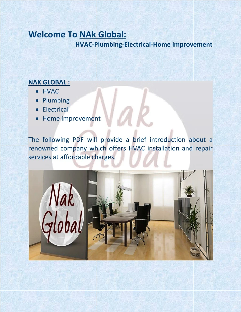 welcome to nak global hvac plumbing electrical