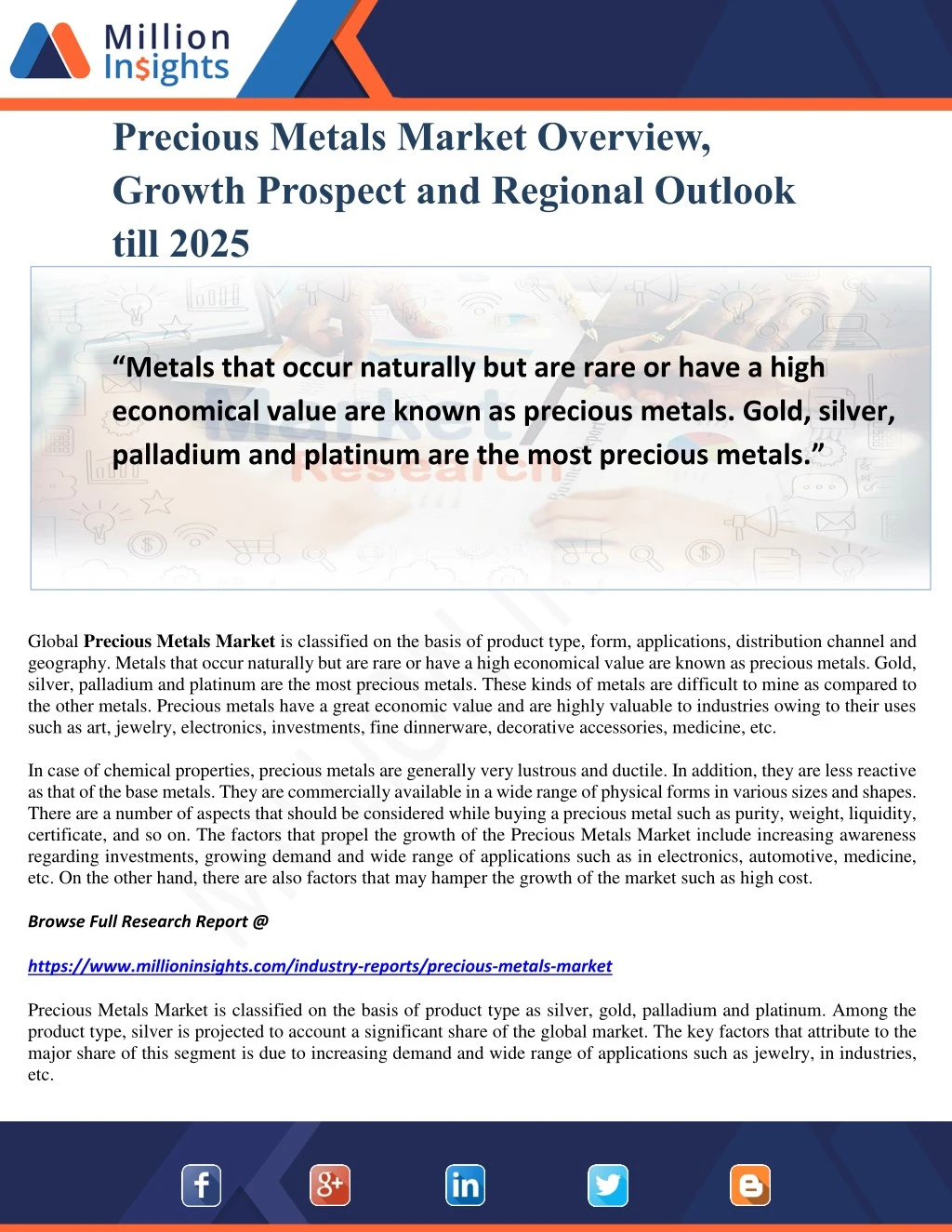 precious metals market overview growth prospect