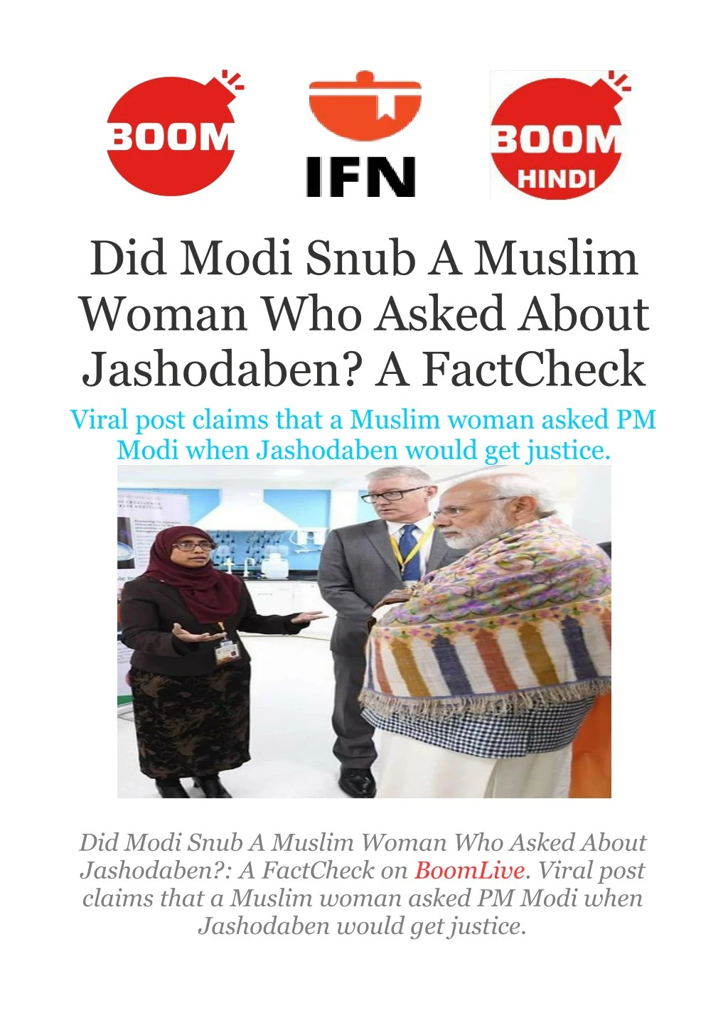 did modi snub a muslim woman who asked about