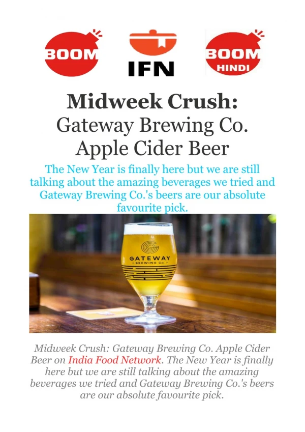 Midweek Crush: Gateway Brewing Co. Apple Cider Beer