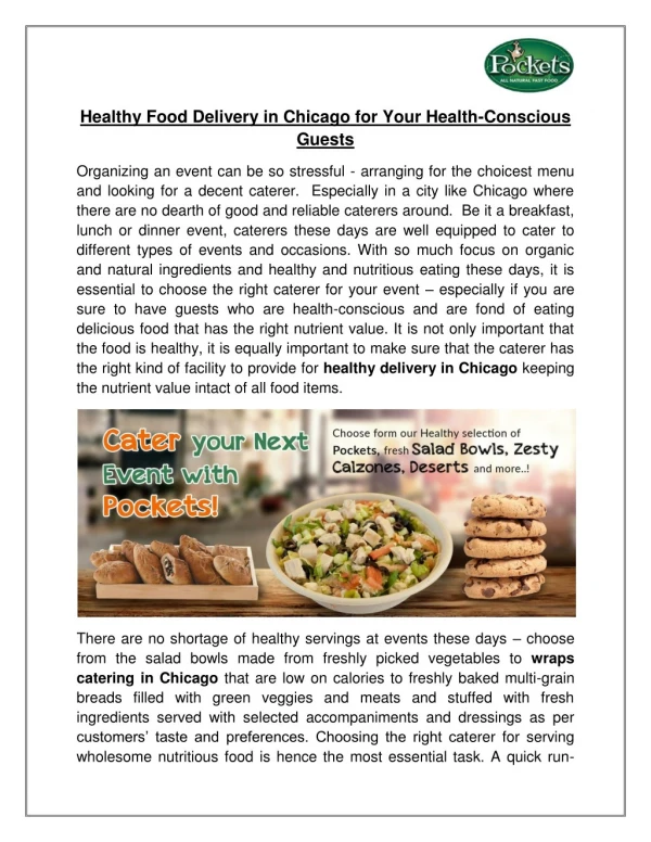 Healthy Food Delivery in Chicago For Your Health-Conscious Guests