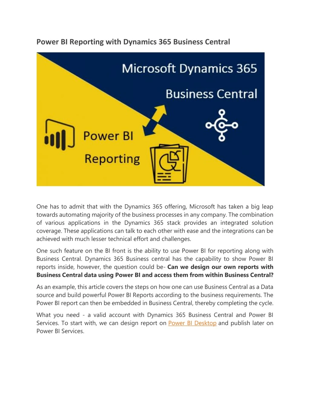 power bi reporting with dynamics 365 business