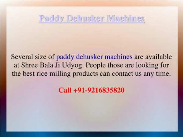 Paddy Dehusker machines