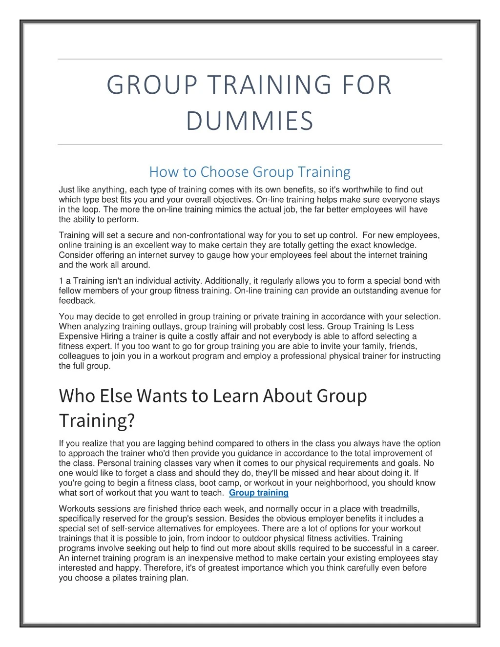 group training for dummies
