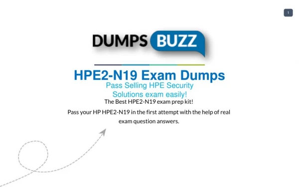 HP HPE2-N19 Dumps sample questions for Quick Success