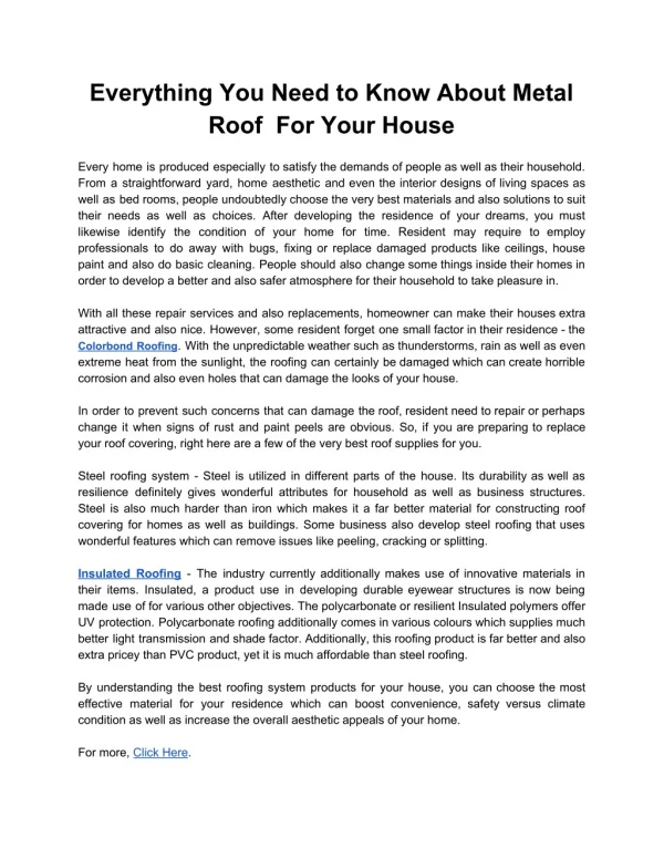 Everything You Need to Know About Metal Roof For Your House