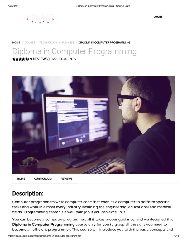 Diploma in Computer Programming - Course Gate