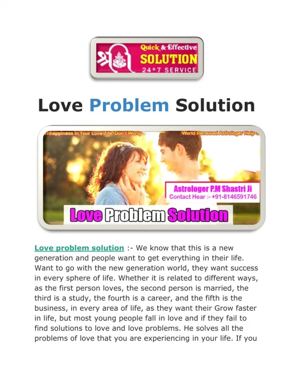 Love problem solution | Call Now 91-8146591746 :- Astrologer pm shastri ji