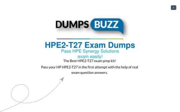 Purchase REAL HPE2-T27 Test VCE Exam Dumps