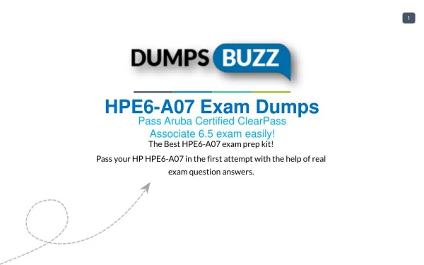 Valid HPE6-A07 Braindumps with HPE6-A07 Practice Test sample questions