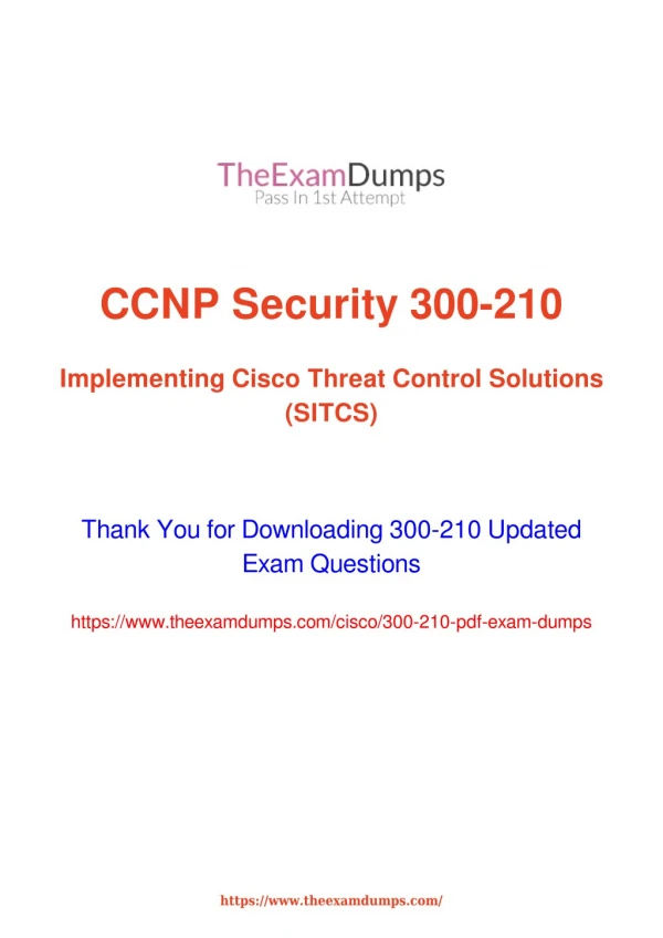 Cisco CCNP Security 300-210 SITCS Practice Questions [2019 Updated]
