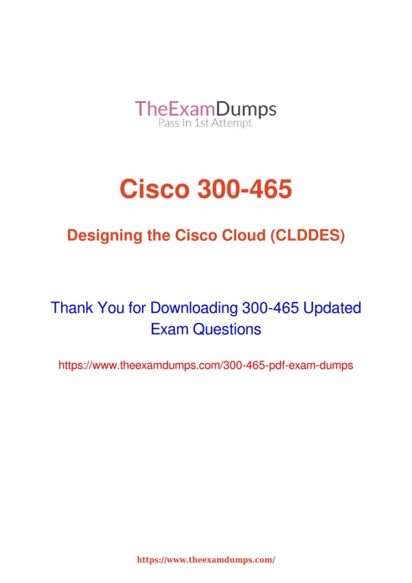 Cisco CCNP Cloud 300-465 CLDDES Practice Questions [2019 Updated]