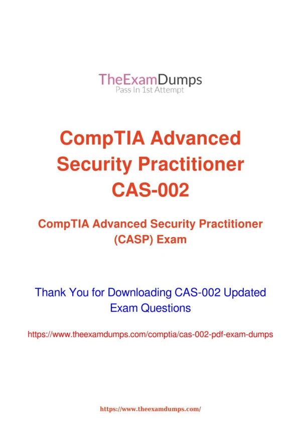 CompTIA CASP CAS-002 CASP Practice Questions [2019 Updated]