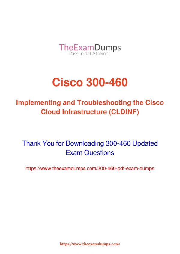 Cisco CCNP Cloud 300-460 CLDINF Practice Questions [2019 Updated]