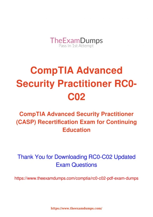 CompTIA CASP RC0-C02 CASP Practice Questions [2019 Updated]