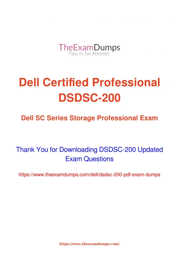 Dell DSDSC-200 Practice Questions [2019 Updated]