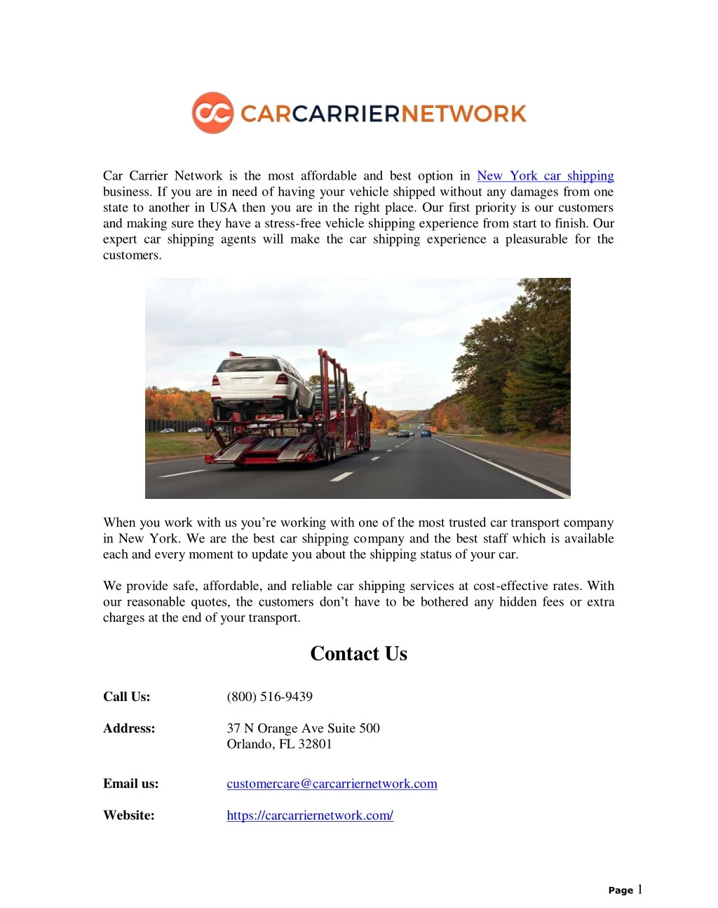 car carrier network is the most affordable