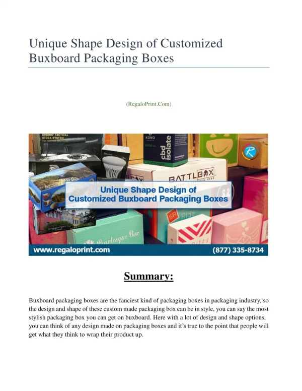Unique Shape Design of Customized Buxboard Packaging Boxes