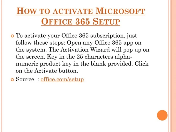 How to activate Microsoft Office 365 Setup