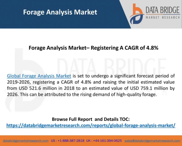 Global Forage Analysis Market– Industry Trends and Forecast to 2026