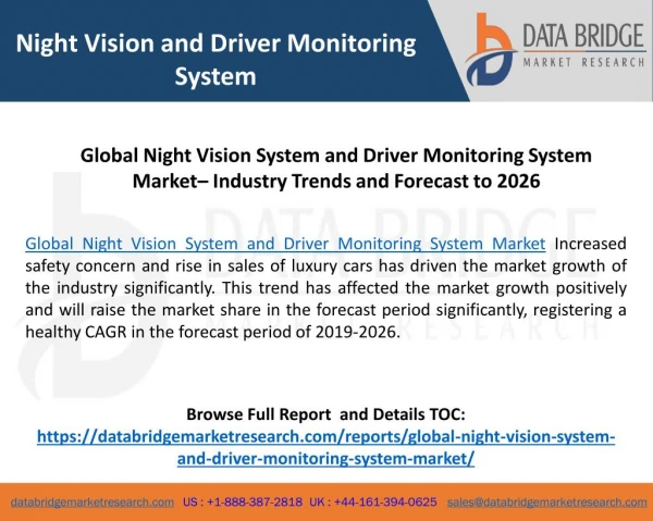 Global Night Vision System and Driver Monitoring System Market– Industry Trends and Forecast to 2026