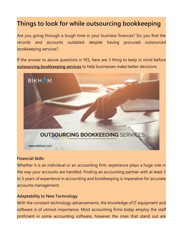 Things to look for while outsourcing bookkeeping