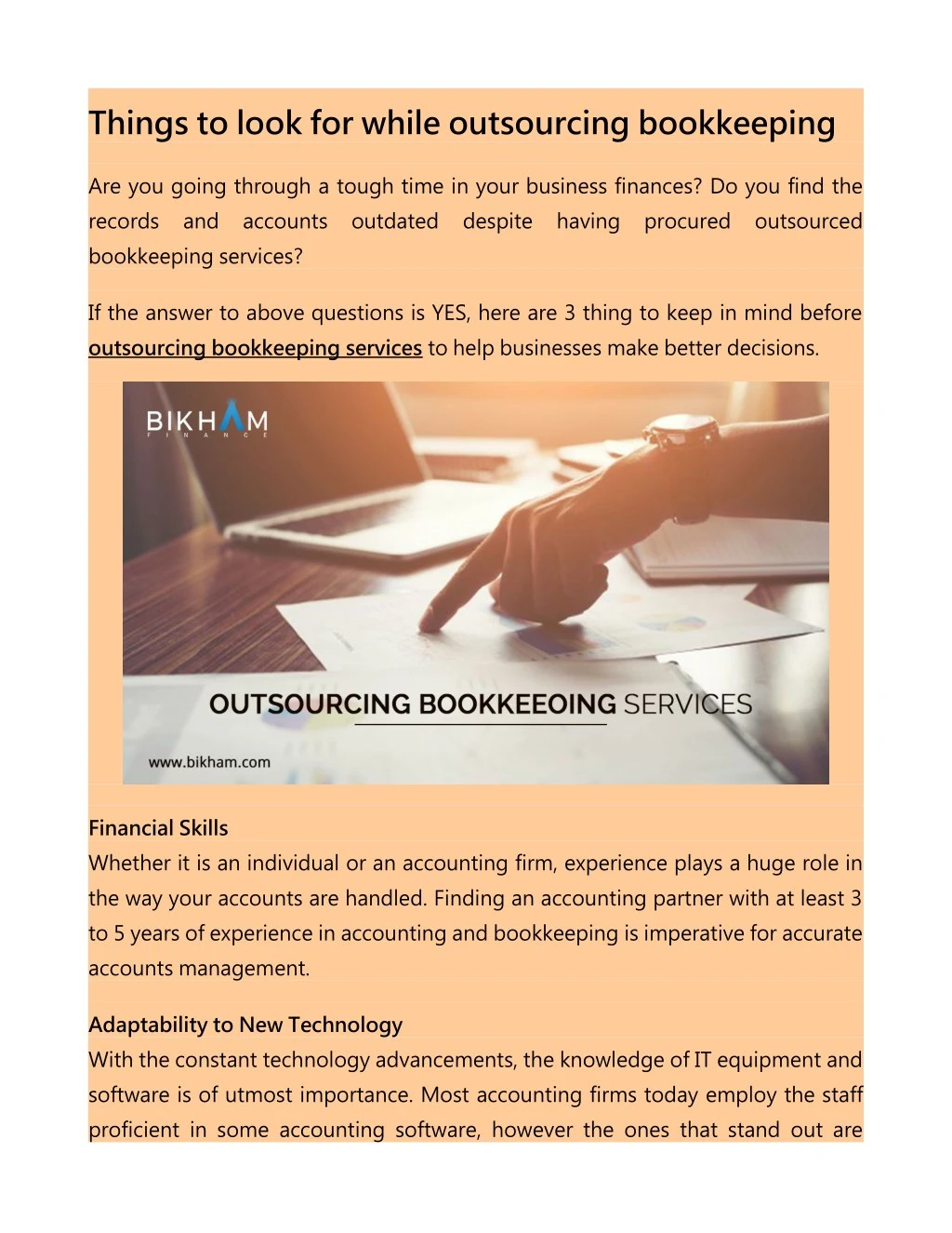 things to look for while outsourcing bookkeeping