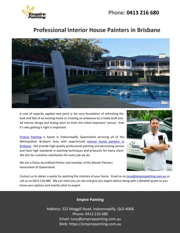 Professional Interior House Painters in Brisbane