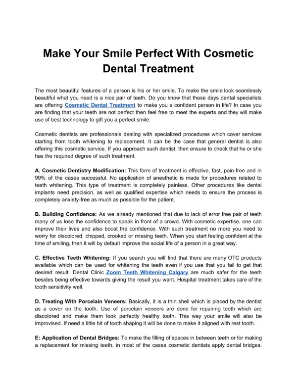 Make Your Smile Perfect With Cosmetic Dental Treatment
