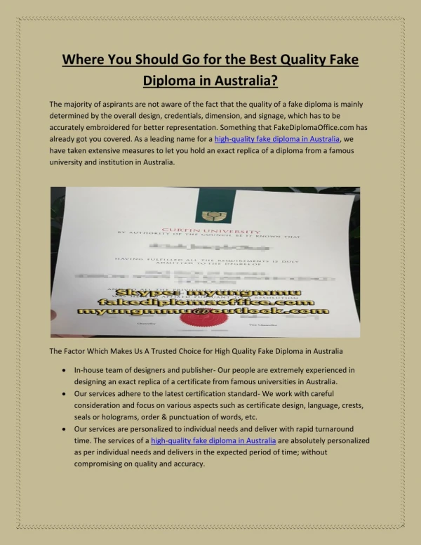 Where You Should Go for the Best Quality Fake Diploma in Australia?