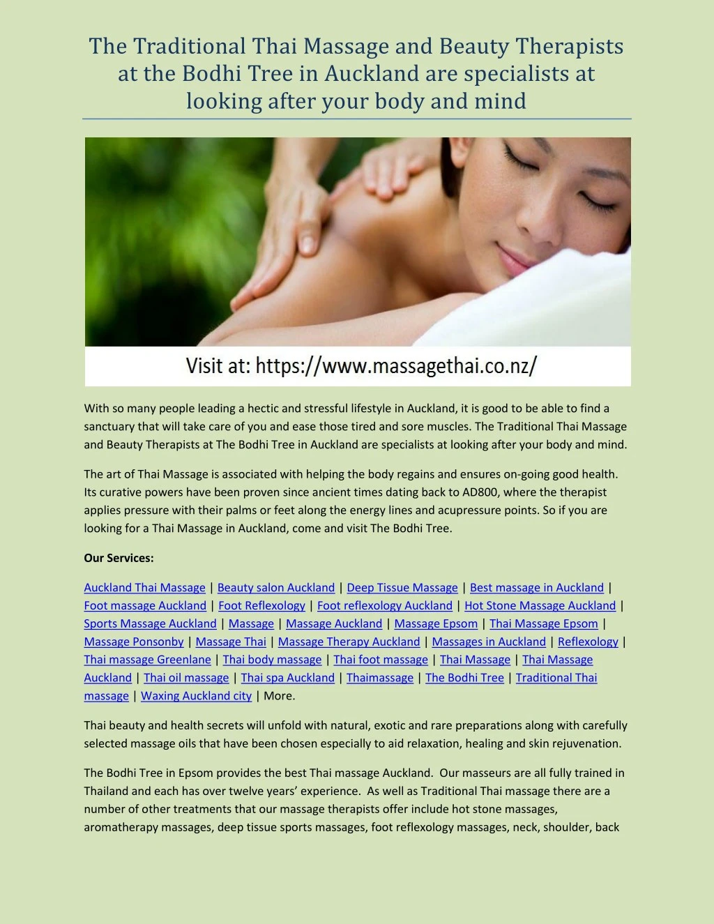the traditional thai massage and beauty