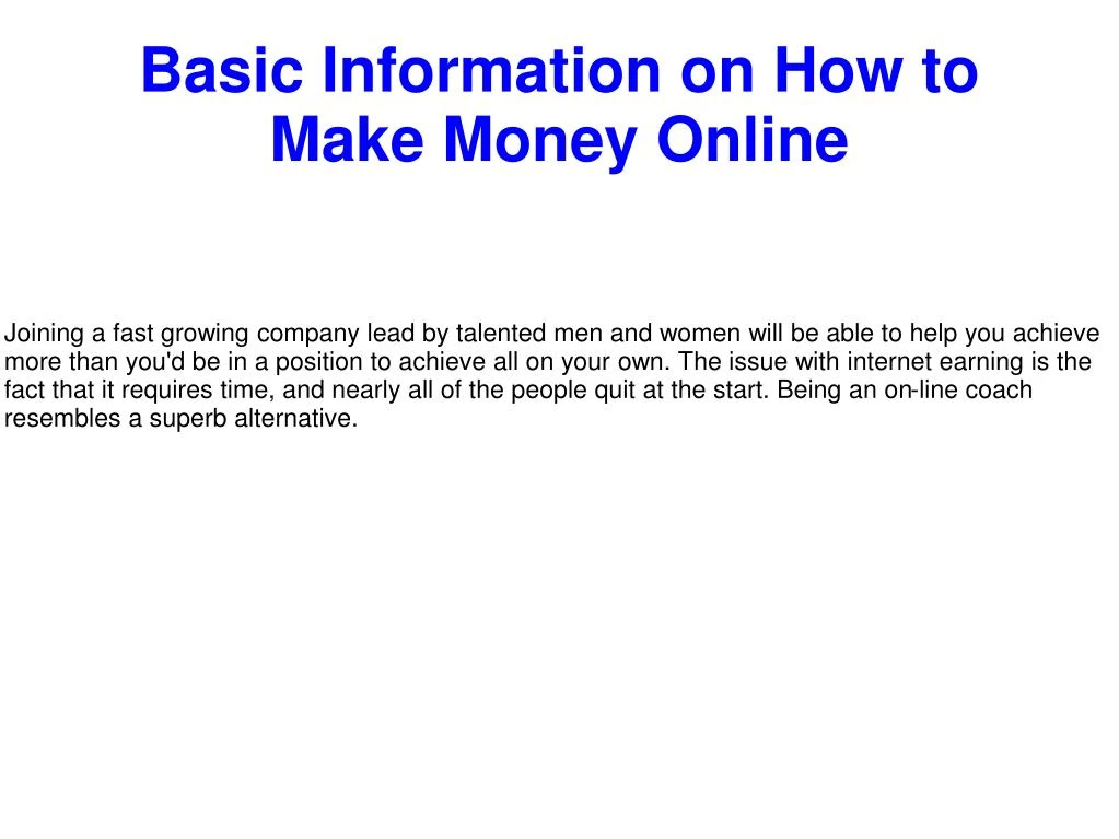 basic information on how to make money online