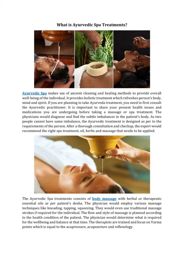 What is ayurvedic spa treatments
