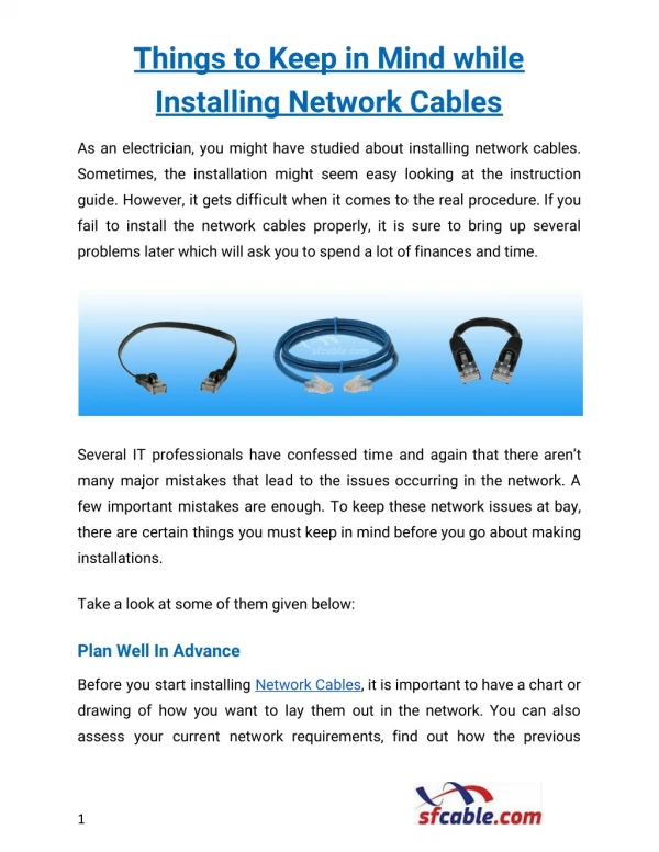Things to Keep in Mind while Installing Network Cables