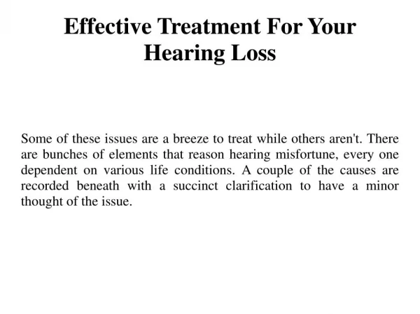 Effective Treatment For Your Hearing Loss