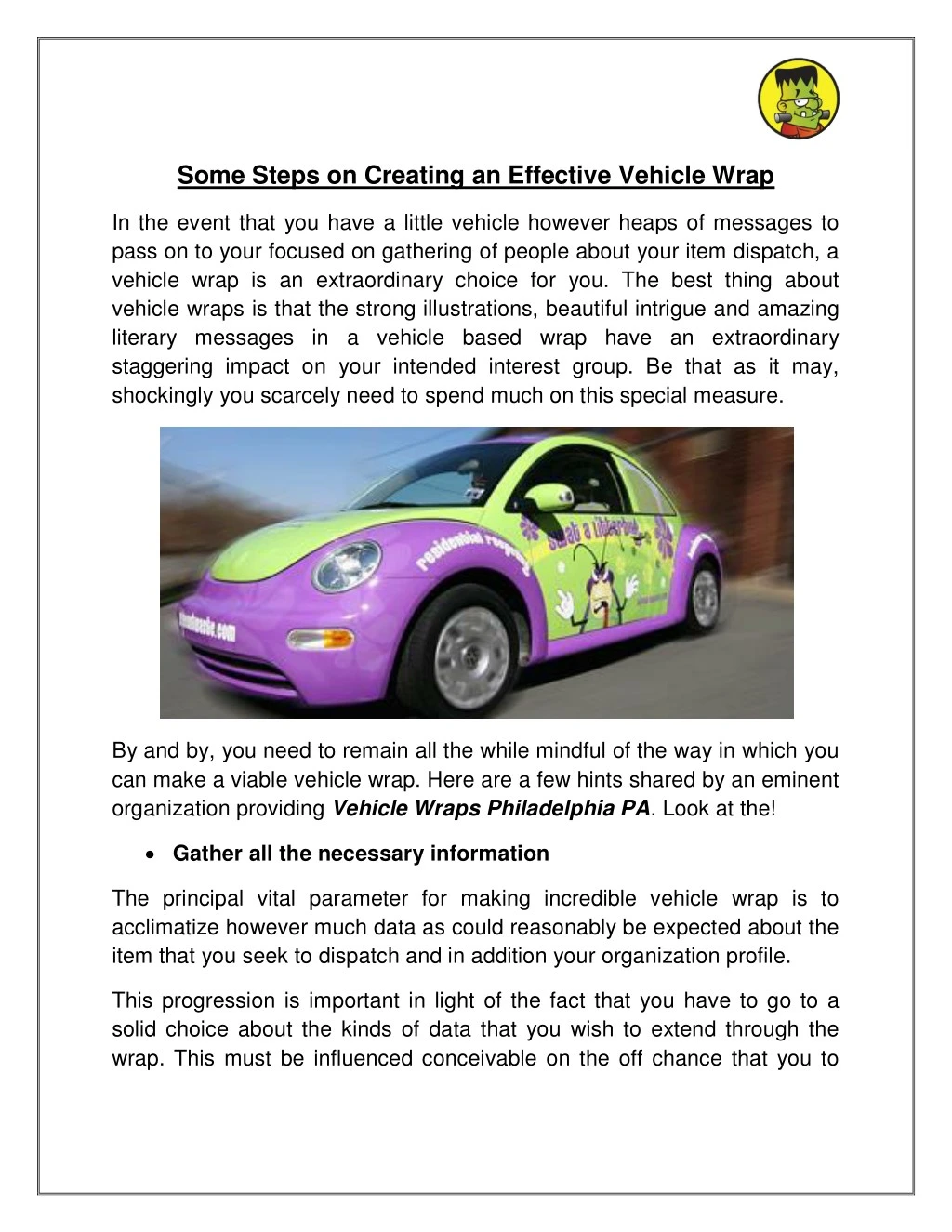 some steps on creating an effective vehicle wrap