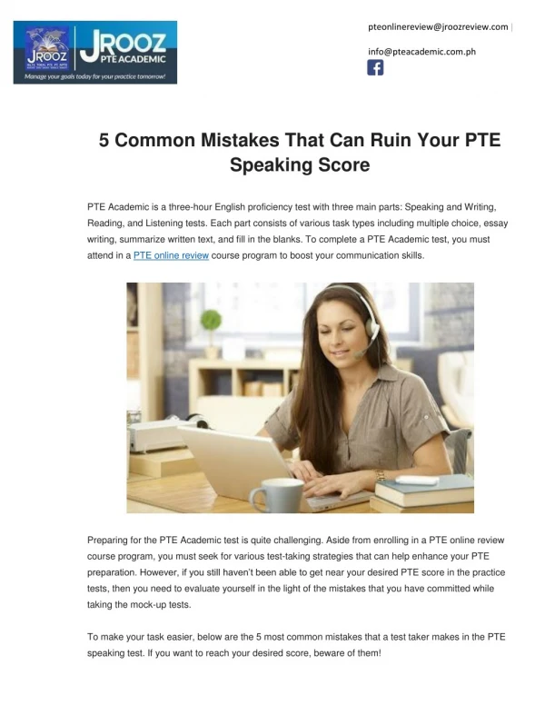 5 Common Mistakes That Can Ruin Your PTE Speaking Score