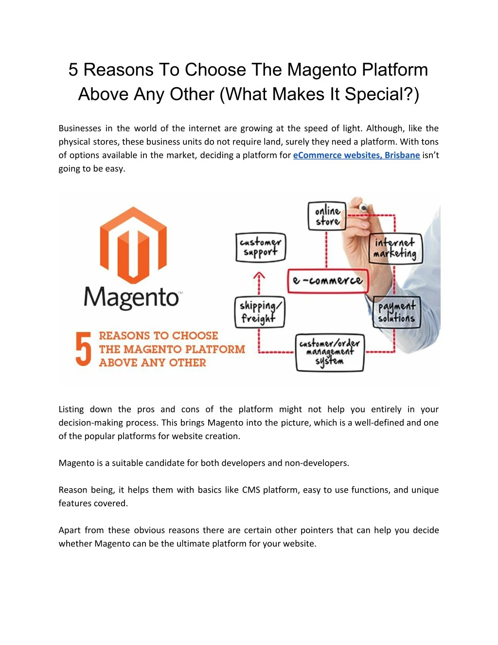 5 reasons to choose the magento platform above