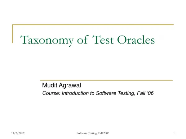 Taxonomy of Test Oracles