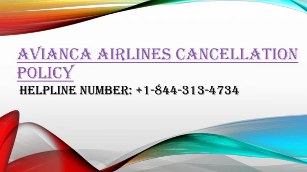Avianca Airlines Cancellation policy and helpline number