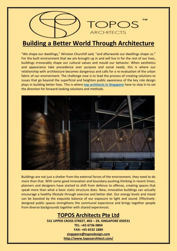 Building a Better World Through Architecture