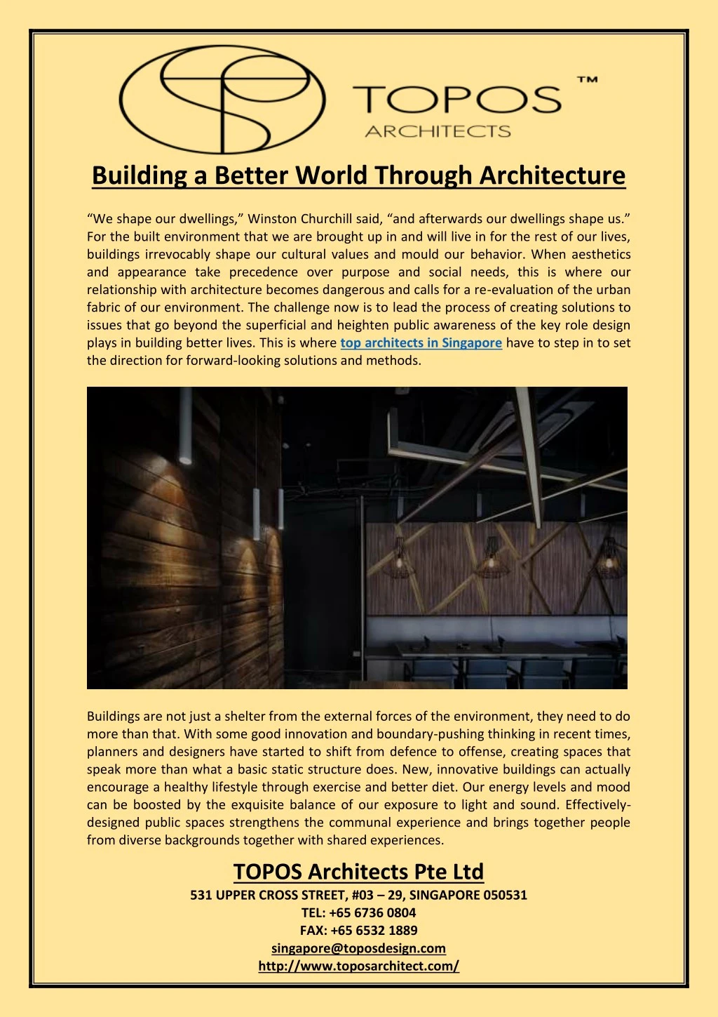 building a better world through architecture