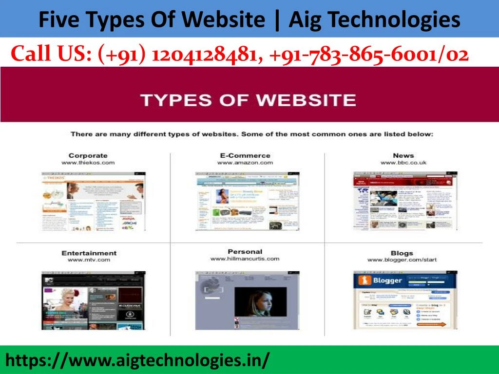 five types of website aig technologies